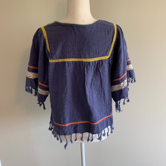 Rocks and Indigo tassle fringe boho blouse - Picture 3 of 9